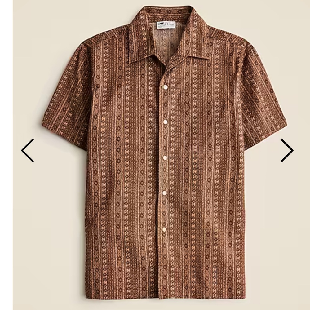 Men's brand new J Crew Brown Patterned Shirt